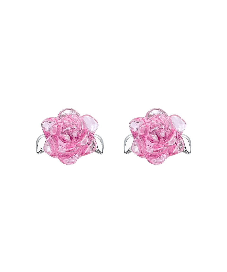 로맨틱 핑크 로즈 귀걸이